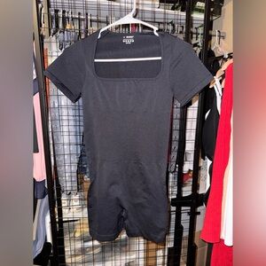 Black Square Neck Short Romper